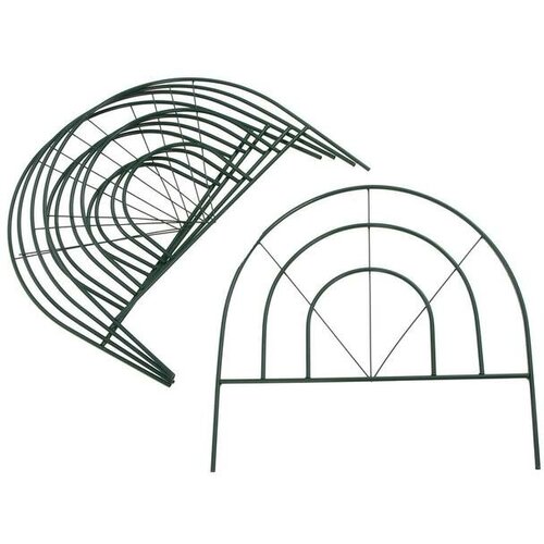 Ограждение декоративное, 70 × 350 см, 5 секций, металл, зелёное, «Радар»
