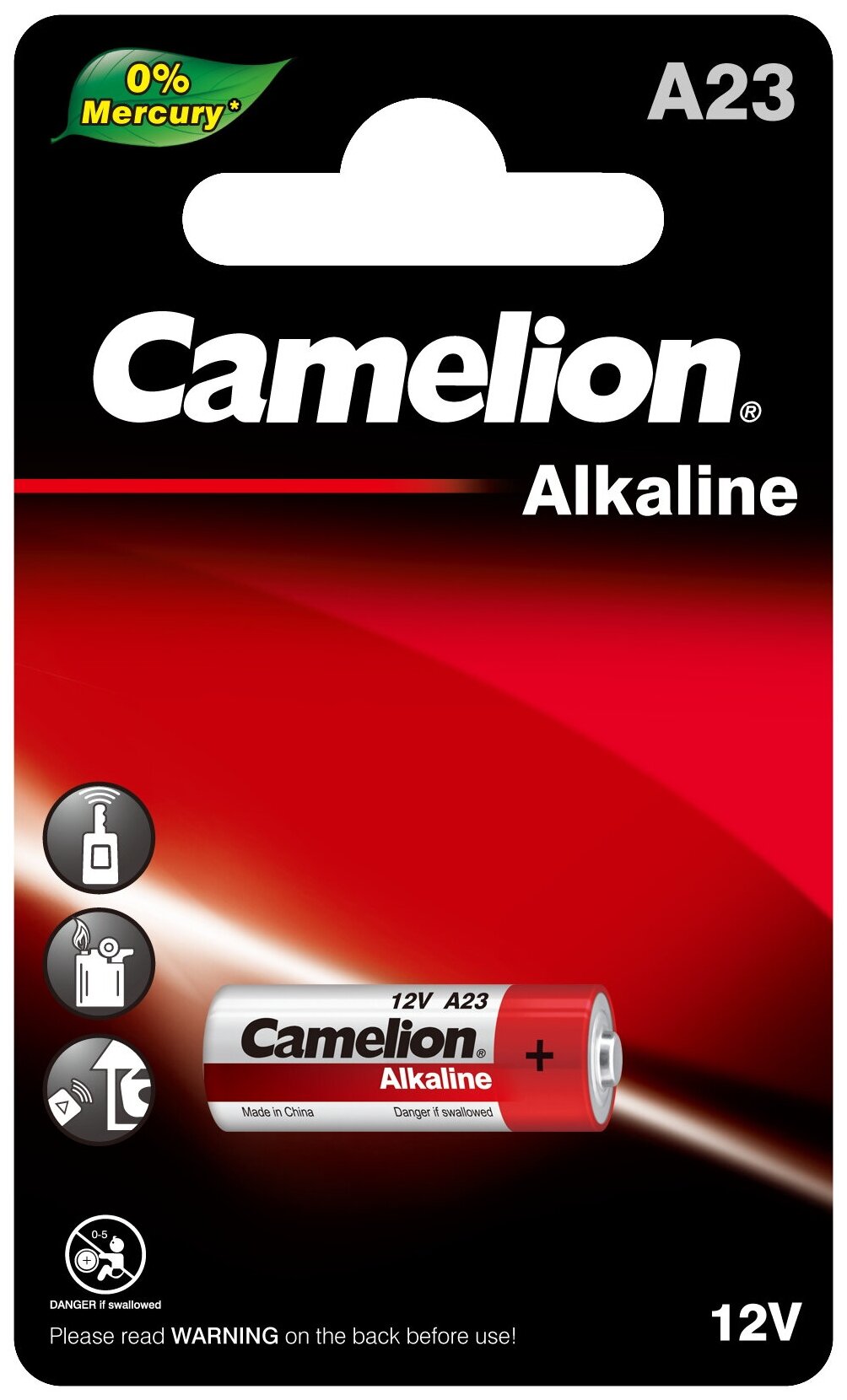 Camelion Элемент питания алкалиновый A23/LR23A 12В Mercury Free A23-BP1 для пультов сигнализаций BL-1 (блист.1шт) Camelion 12827