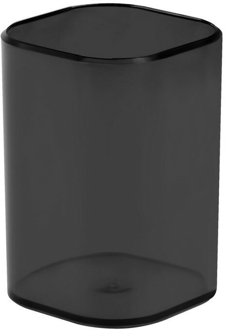 Стамм Подставка-стакан для канцелярии СТАММ "Фаворит", пластиковый, квадратный, тонировано-черная