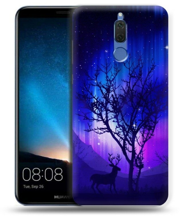 Дизайнерский силиконовый чехол для Хуавей Нова 2i/Мате 10 Лайт / Huawei Nova 2i Северное сияние