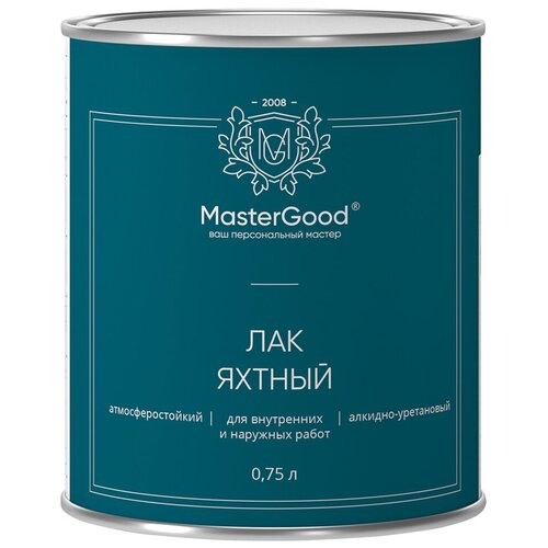 Лак яхтный MasterGood, алкидно-уретановый, полуматовый, 0,75 л лак яхтный алкидно уретановый главный технолог полуматовый 0 75 л