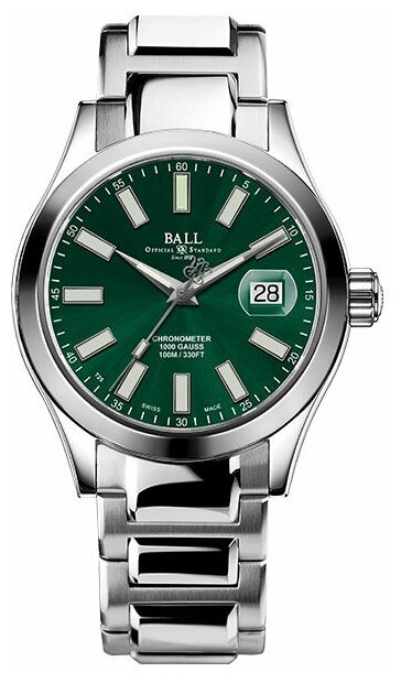 Наручные часы BALL, серебряный, зеленый