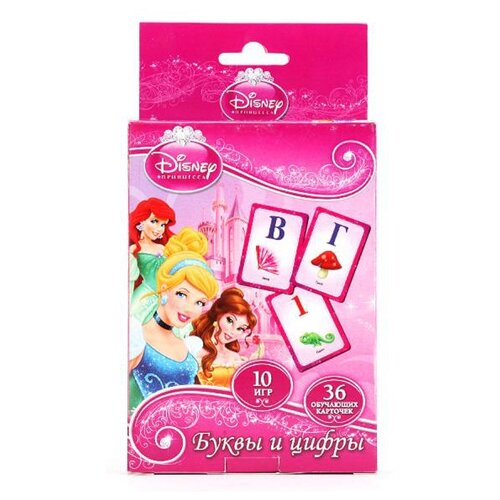 Набор карточек Умка Принцессы Диснея Буквы и цифры 36 шт 460₽