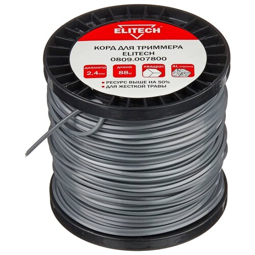 фото Леска elitech 0809.007800 2.4 мм 88 м