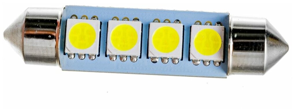 SKYWAY Автолампа диод T11 C5W 4 SMD диода 1-конт 41мм обманка белая салон S08201172