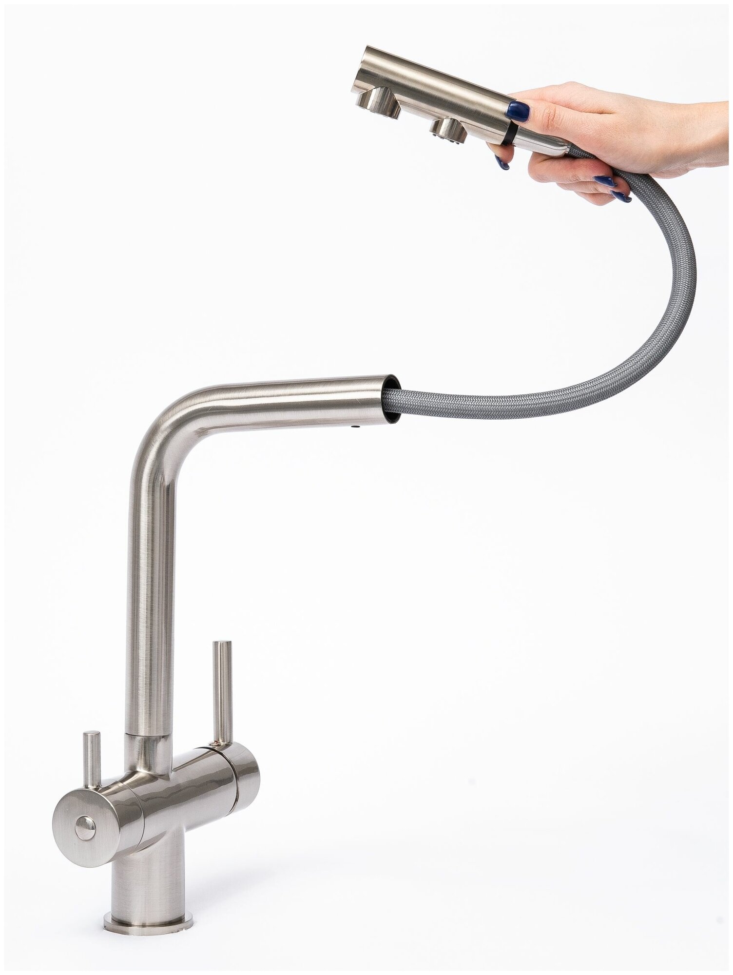 WasserBerg Kante - D Смеситель для кухни с гибким выдвижным изливом и с подключением к фильтру питьевой воды - фотография № 2