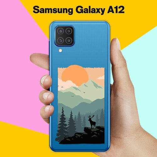 Силиконовый чехол Горы и лес на Samsung Galaxy A12 пластиковый чехол лес в облаках на samsung galaxy a12 самсунг галакси а12