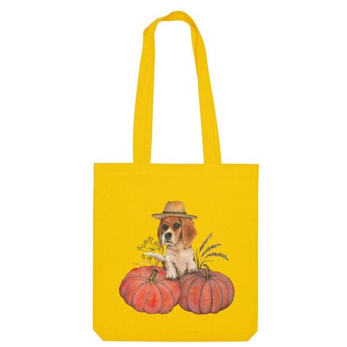 Сумка шоппер Us Basic, желтый детская футболка бигль собака тыква огород фермер хэллоуин 104 темно розовый