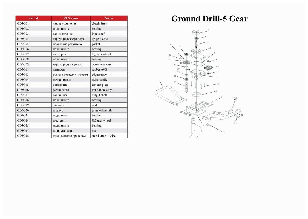 Мотобур ADA Ground Drill 5 + шнек ADA Drill 200/800