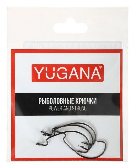 YUGANA Крючки офсетные YUGANA Wide range worm big eye, № 6, 4 шт.