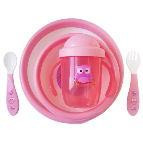 фото Набор детской посуды (цвет: розовый) uviton