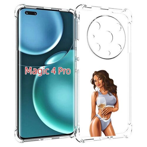 Чехол MyPads девушка-в-сером-купальнике- женский для Honor Magic4 Pro / Magic4 Ultimate задняя-панель-накладка-бампер