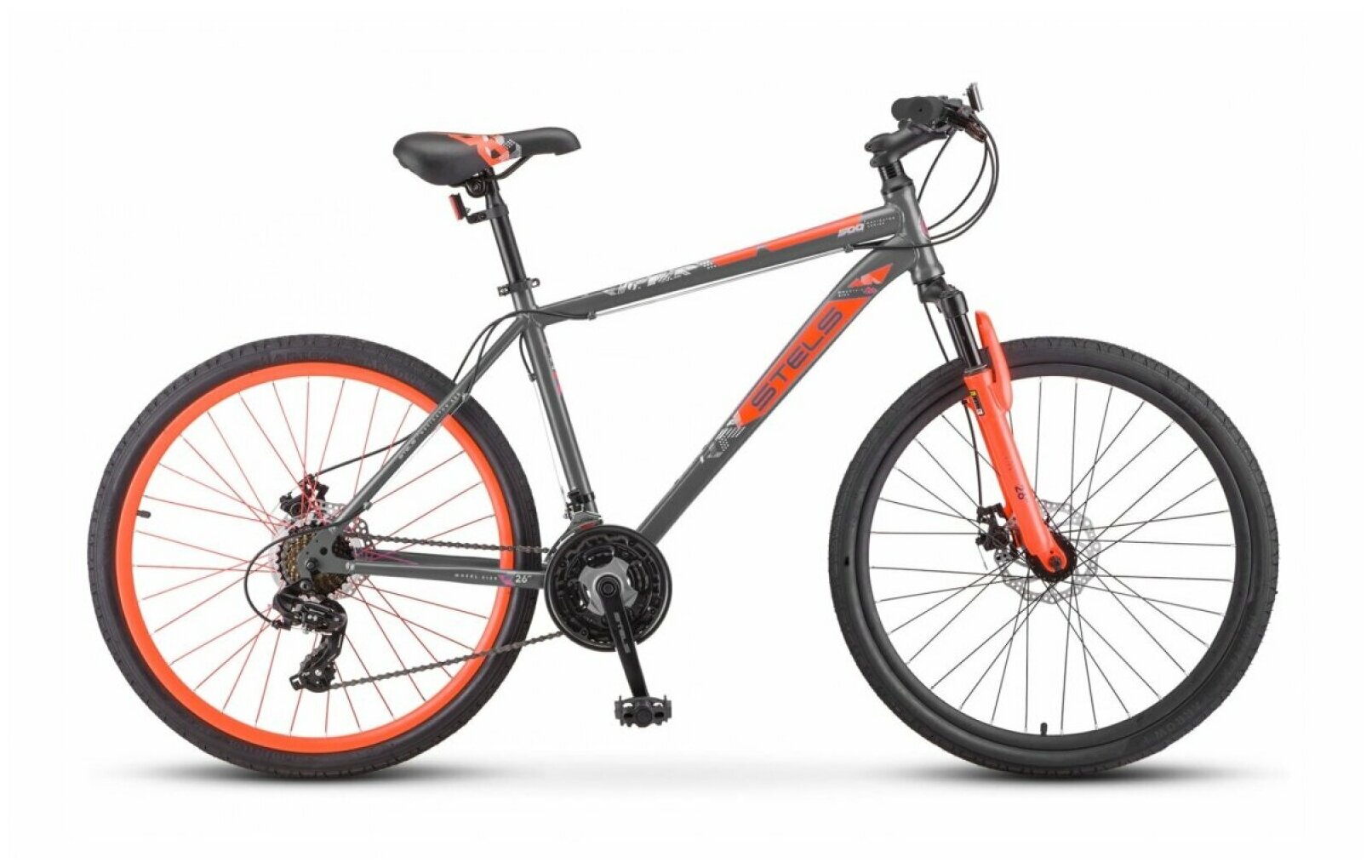 Горный велосипед Stels Navigator 500 MD F020 (2023) 20" Серо-красный (176-186 см)