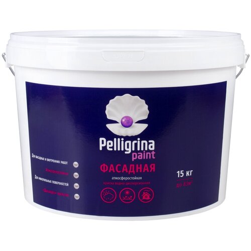 Краска фасадная Pelligrina Paint, акриловая, белоснежная, 15 кг
