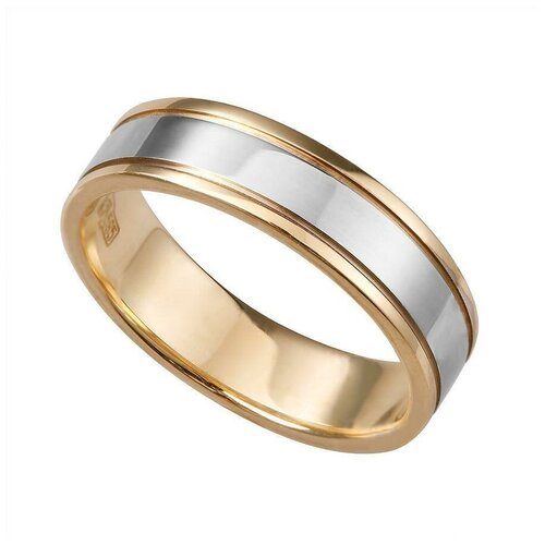 кольцо обручальное яхонт комбинированное золото 585 проба размер 16 золотой белый Кольцо обручальное АЙМИЛА, комбинированное золото, 585 проба, размер 16, белый, золотой
