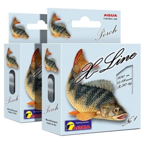 фото Леска aqua x-line perch (окунь) 0,18mm, набор 2шт. по 100m