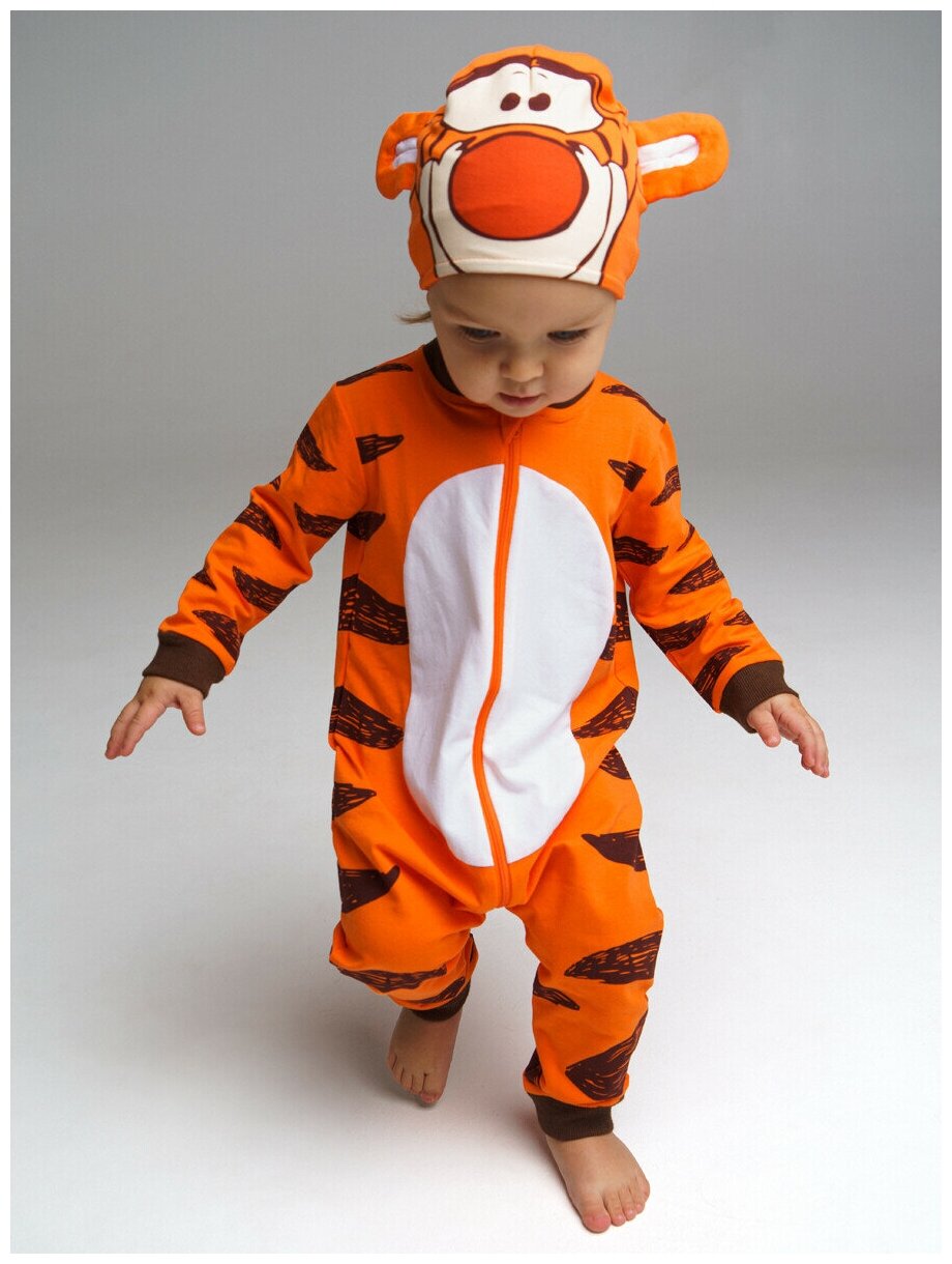 Карнавальный костюм для мальчика: шапочка, кигуруми PlayToday, размер 74, оранжевый