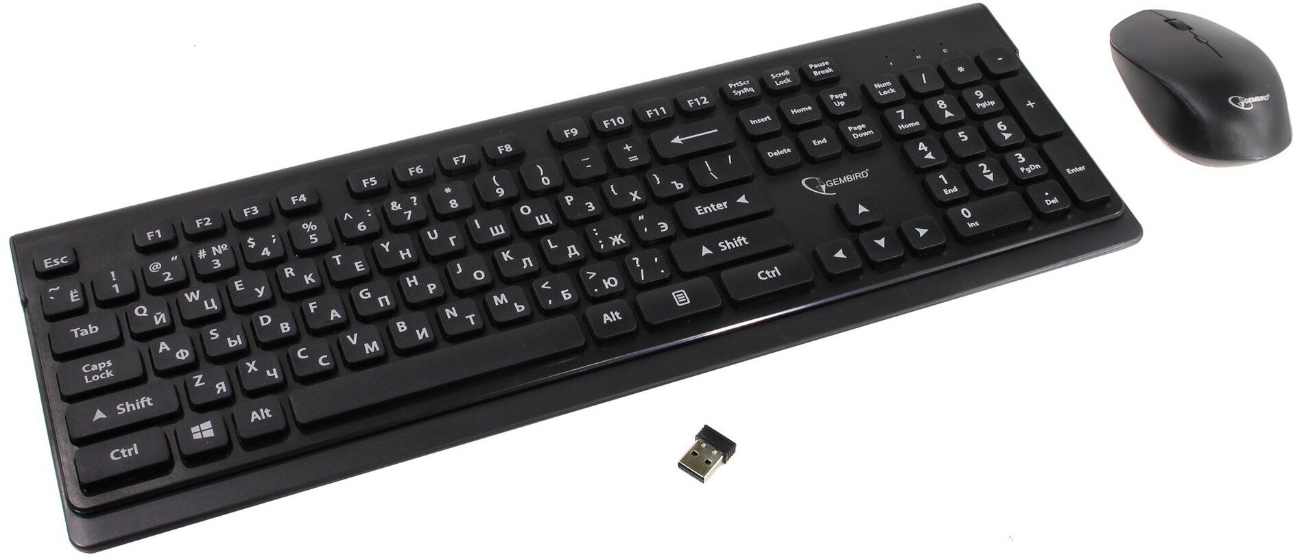 Клавиатура и мышь Wireless Gembird черный, 2.4ГГц/10м, 1600 DPI, мини-приемник- USB - фото №8
