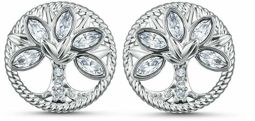 Серьги пусеты SWAROVSKI, кристаллы Swarovski, серебряный