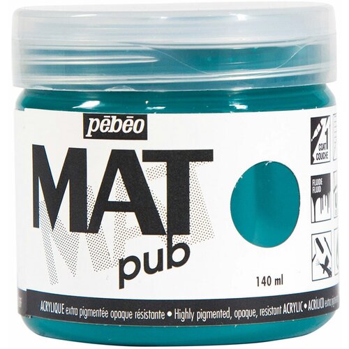 Краска акриловая Pebeo экстра матовая, Mat pub №1 140 мл, сине-зеленая