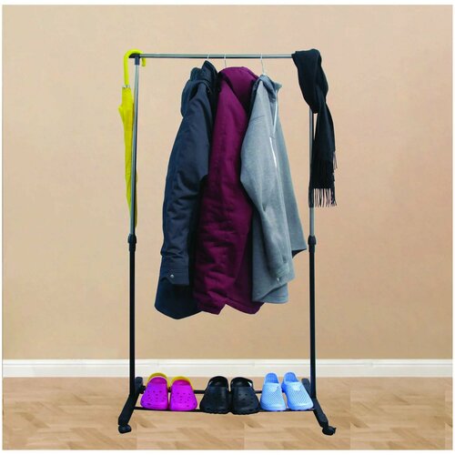 Вешалка напольная, вещалка гардеробная, стойка для одежды, вешалка 80x42x158 см металл цвет чёрный напольная двойная, вешалка