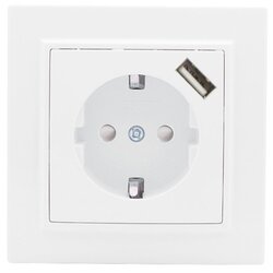 Розетка EKF ERR16-028-100-USB, 16 А, с защитной шторкой, с заземлением, белый