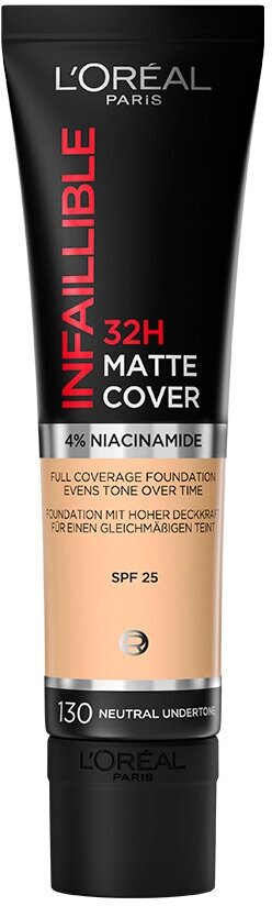 L'OREAL Тональный крем для лица Infaillible Matte 32H SPF25, 30 мл, 130 Beige