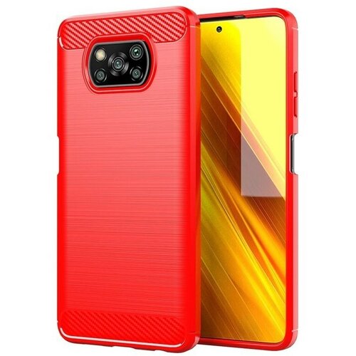 Накладка силиконовая для Poco X3 NFC / Poco X3 Pro карбон сталь красная
