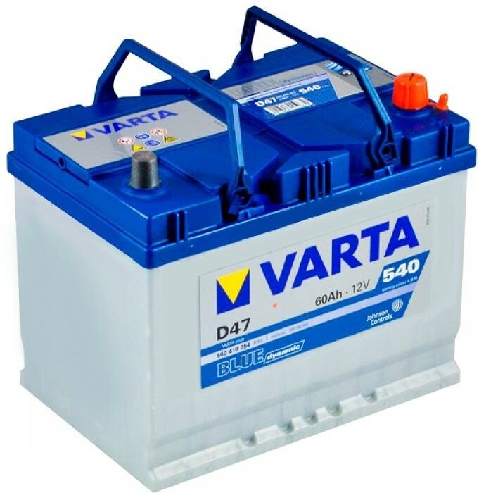 Аккумулятор автомобильный Varta Blue Dynamic Asia D47 60 А/ч 540 A обр. пол. Азия авто (232x173x225) 560410 без бортика