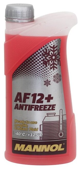 Антифриз longlife af12+ красный (-40°c) (готовый раствор) 1л Mannol 2038