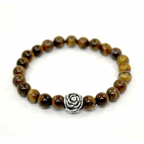фото Handinsilver ( посеребриручку ) браслет из глянцевого камня тигровый глаз 8мм с розой