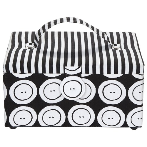 фото Шкатулка Prym для рукоделия Buttons & Stripes 26х19х14 см черный/белый