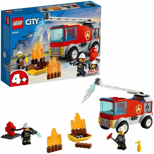 Конструктор City Fire Пожарная машина с лестницей 60280 конструктор lego city fire 60280 пожарная машина с лестницей 88 дет