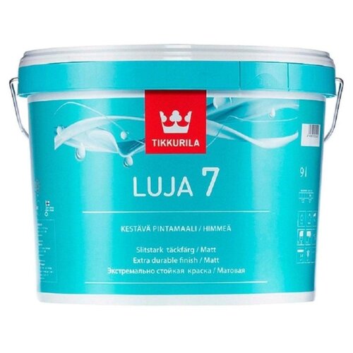 краска акриловая tikkurila luja 40 полуглянцевая бесцветный 9 л 10 8 кг Краска акриловая Tikkurila Luja 7 матовая бесцветный 9 л 10.8 кг