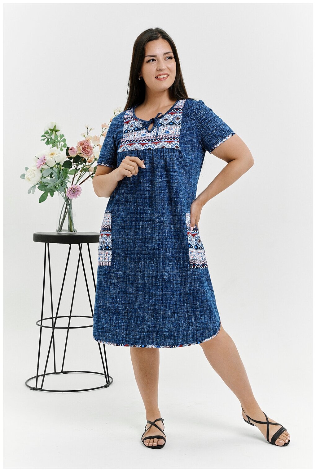 Туника Натали Суслова, размер 56, Джинс — фото 1