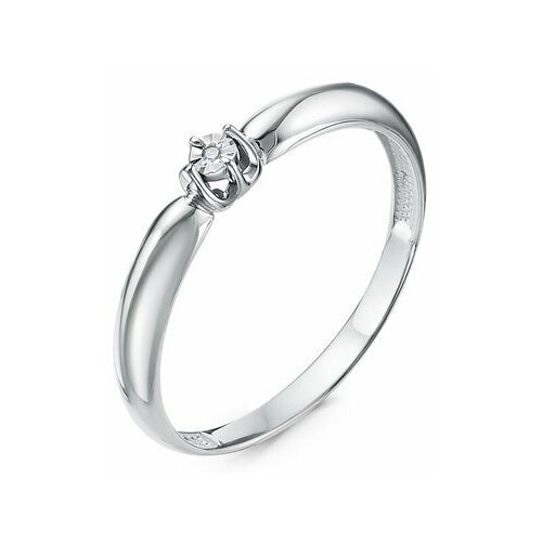 Кольцо Del'ta, белое золото, 585 проба, бриллиант, размер 16.5, белый кольцо из золота с бриллиантом 11 01440 1000 размер 17 мм