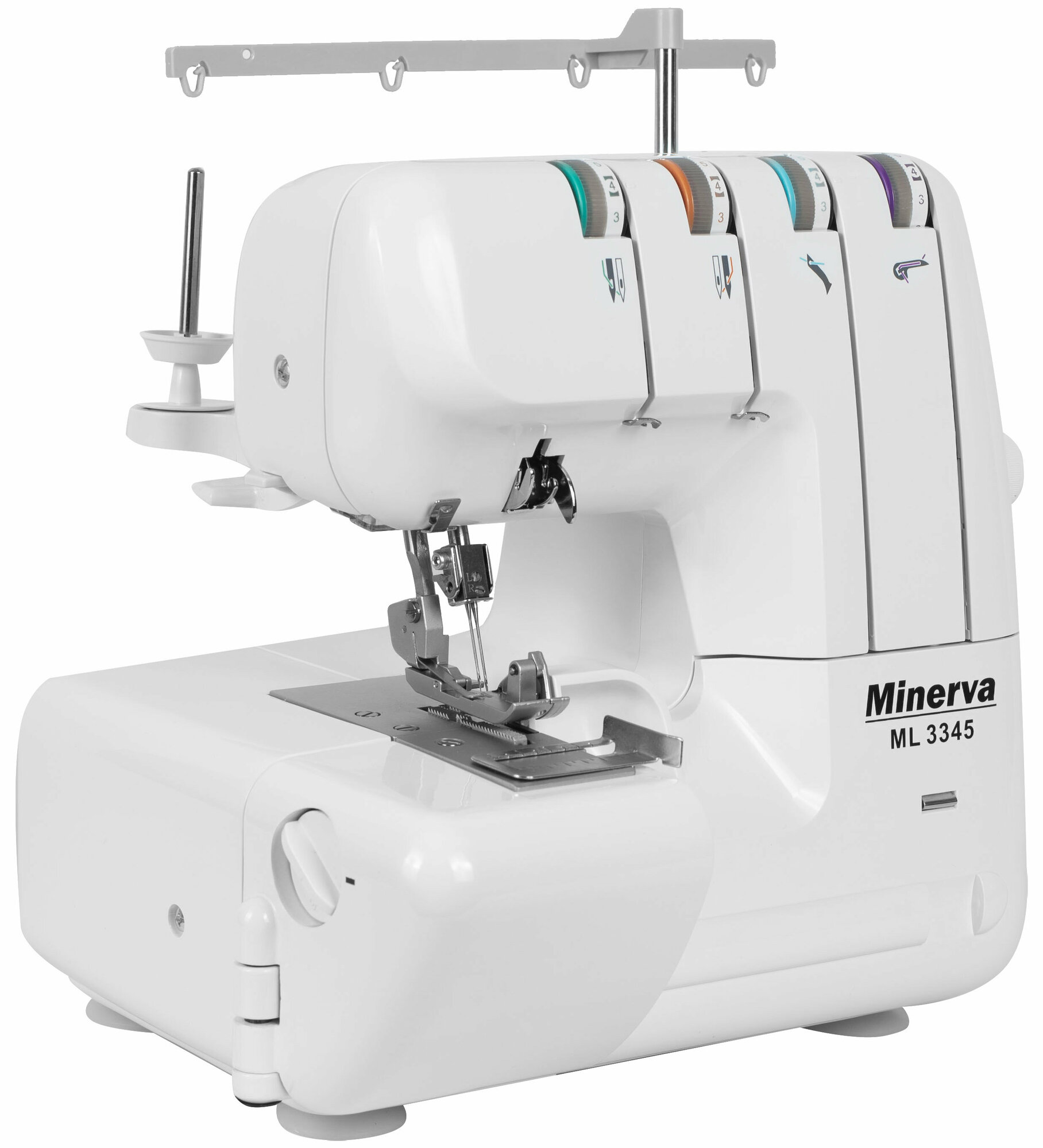 Оверлок Minerva ML 3345 / Оверлок для всех типов тканей / отключаемый нож / шов ролевый / шов Flatlock / 2.3.4 ниточный оверлок