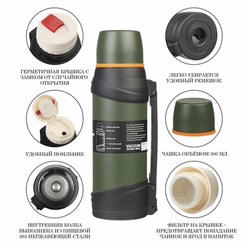 Термос 2 л Тропа Мастер К с кружкой сохраняет тепло до 12 ч 3100₽