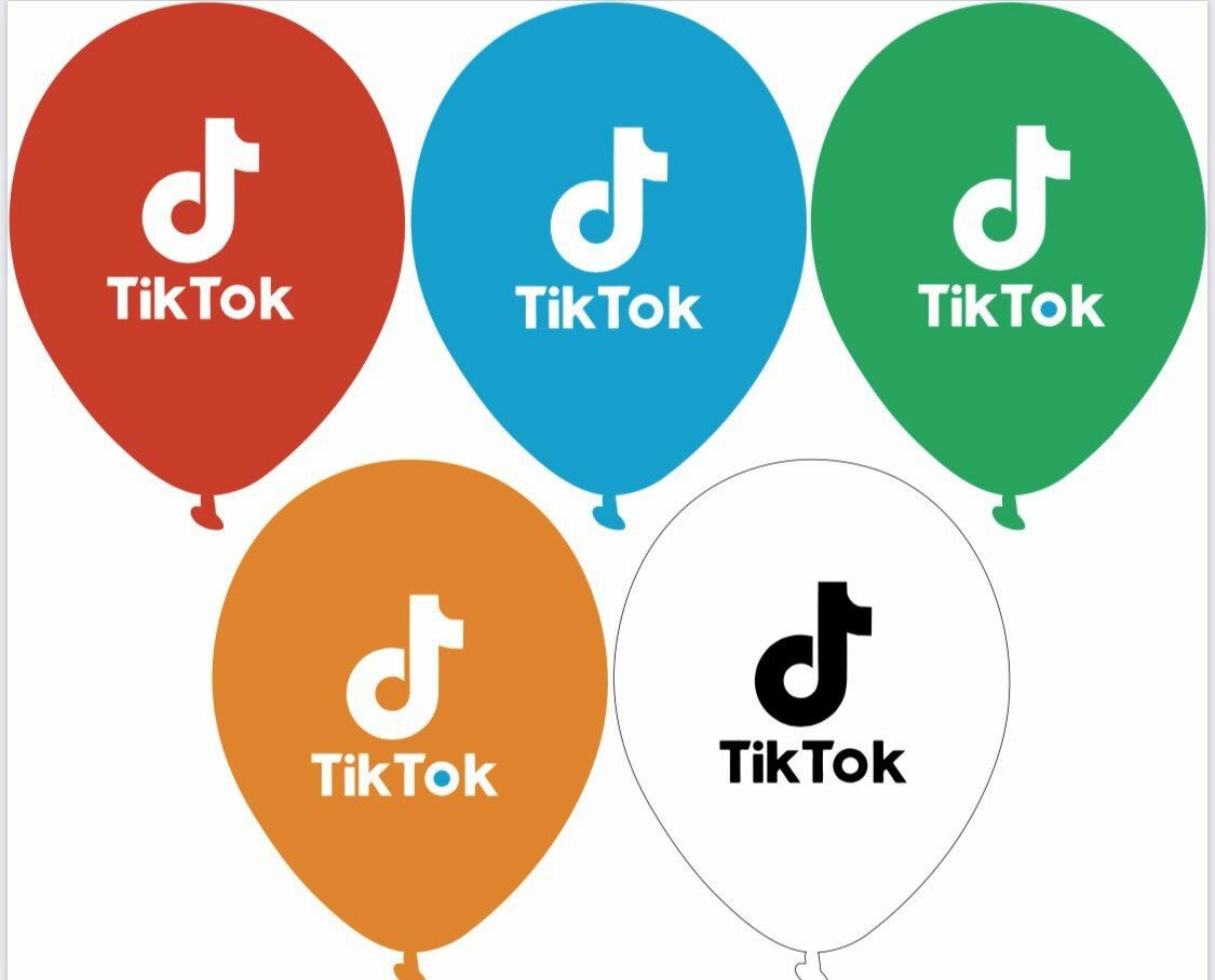 Шарики гелиевые надутые Тик Ток 10шт