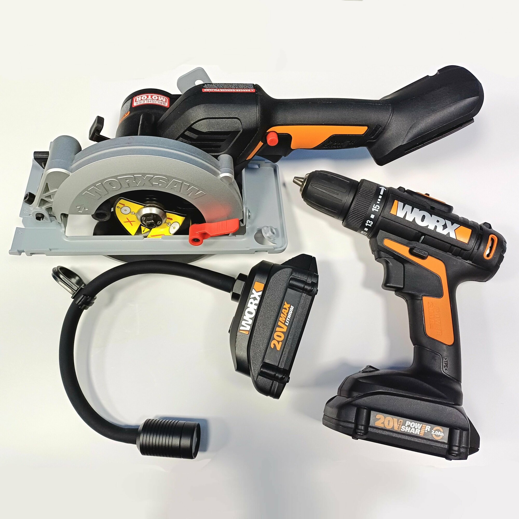 фото Аккумуляторный набор Worx 3в1 дисковая пила 115, шуруповерт, светильник