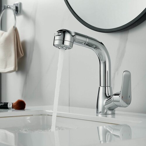 Изображение товара Смеситель для раковины Raffine F291, выдвижной излив, латунь, хром