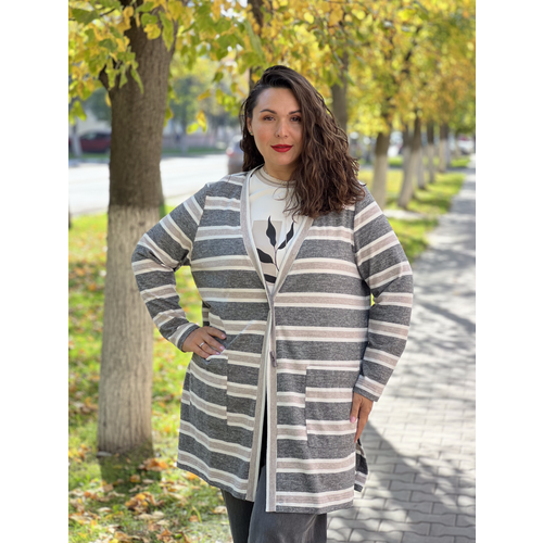 Кардиган, размер 58, серый