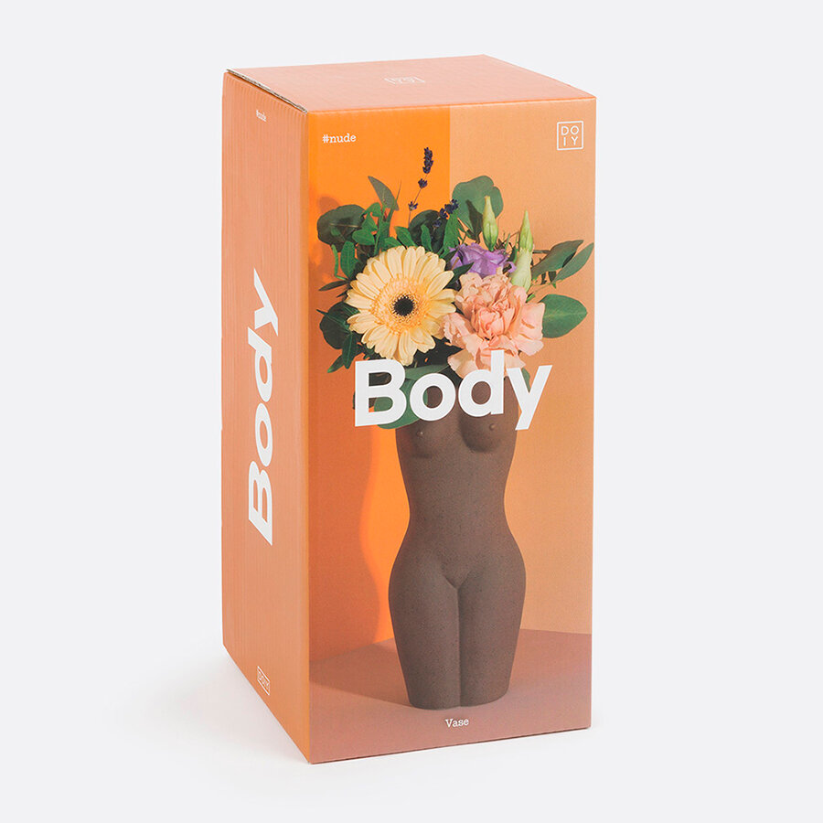 Ваза для цветов и сухоцветов Body Black 23 см коричневая керамика Doiy DYBODYVAL