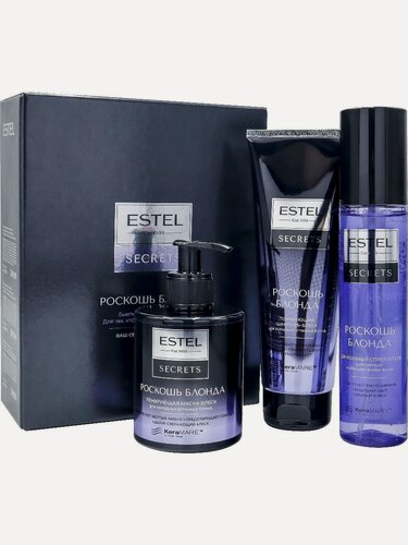 Изображение товара ESTEL SECRETS Набор для волос Роскошь блонда, тонирующий шампунь, маска, спрей
