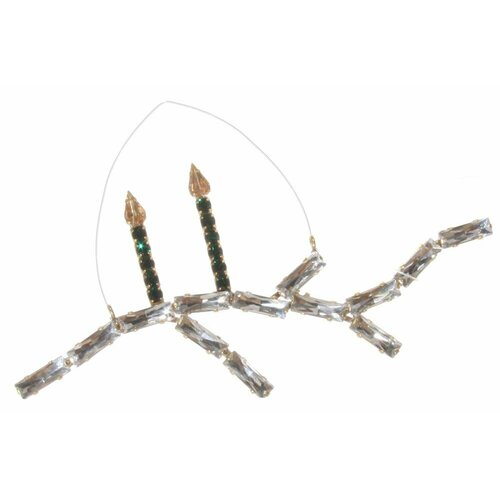 Подвеска хрустальная ветка с зелеными свечами, 14см