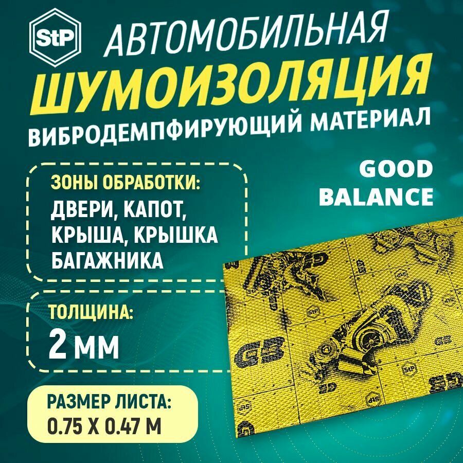 Шумоизоляция STP Вибропласт GB 2 (47см х 75см) 1ШТ