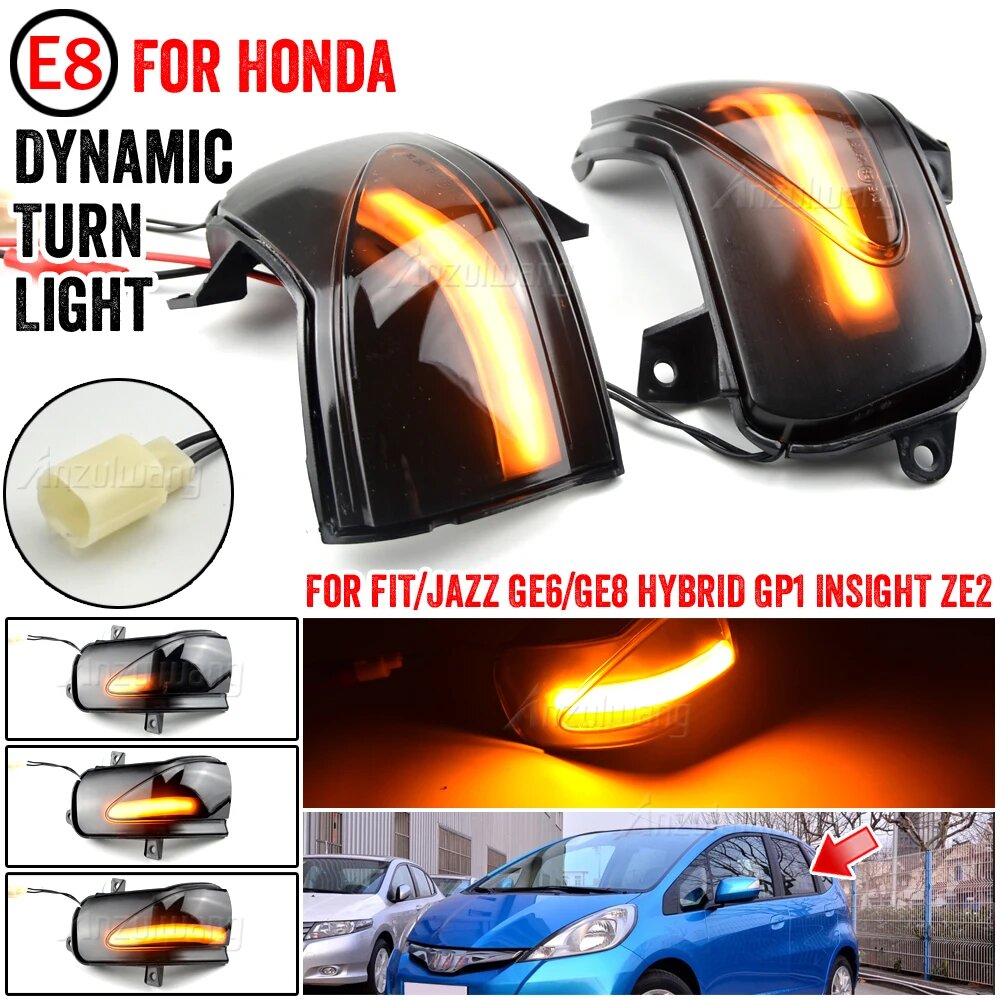 Динамический поворотник для Honda Fit Jazz GE vision ZE, светодиодный поворотник со стрелкой, ретранслятор, зеркальный поворотник 2009 2013, пара