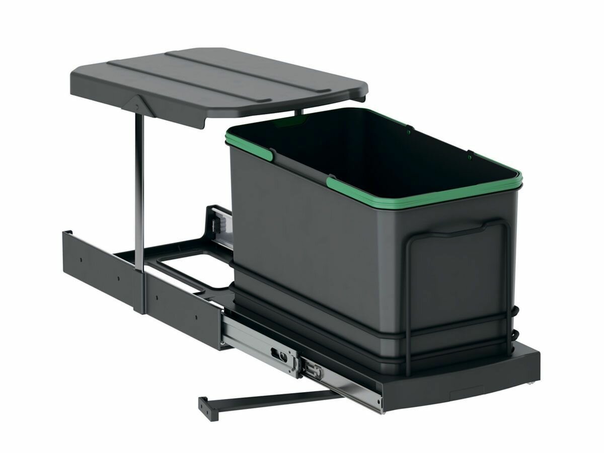 Мусорное ведро Starax S-2573-A выдвижное автоматическое открывание крышки 16 литров в базу 400 мм антрацит