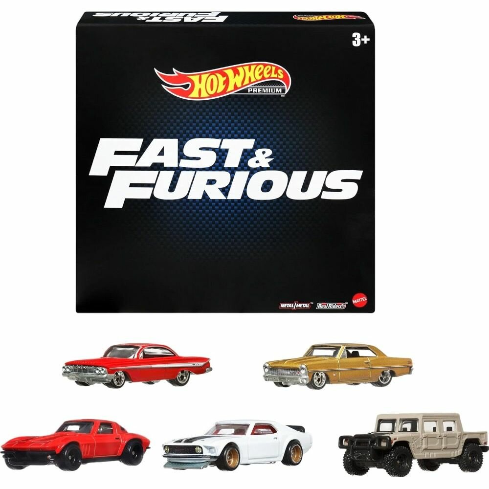 HKF07 Машинка металлическая игрушка Hot Wheels Premium Fast & Furious коллекционная модель премиальная Форсаж 5 шт.