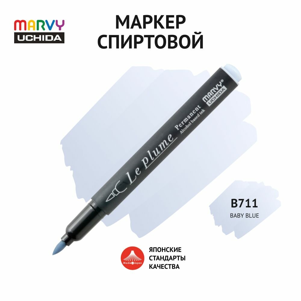 Маркер-кисть для скетчинга спиртовой Marvy Uchida светло-голубой MAR3000/B711